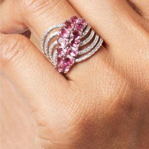 Colleen Lopez Pink and Silver Sparkling Ring